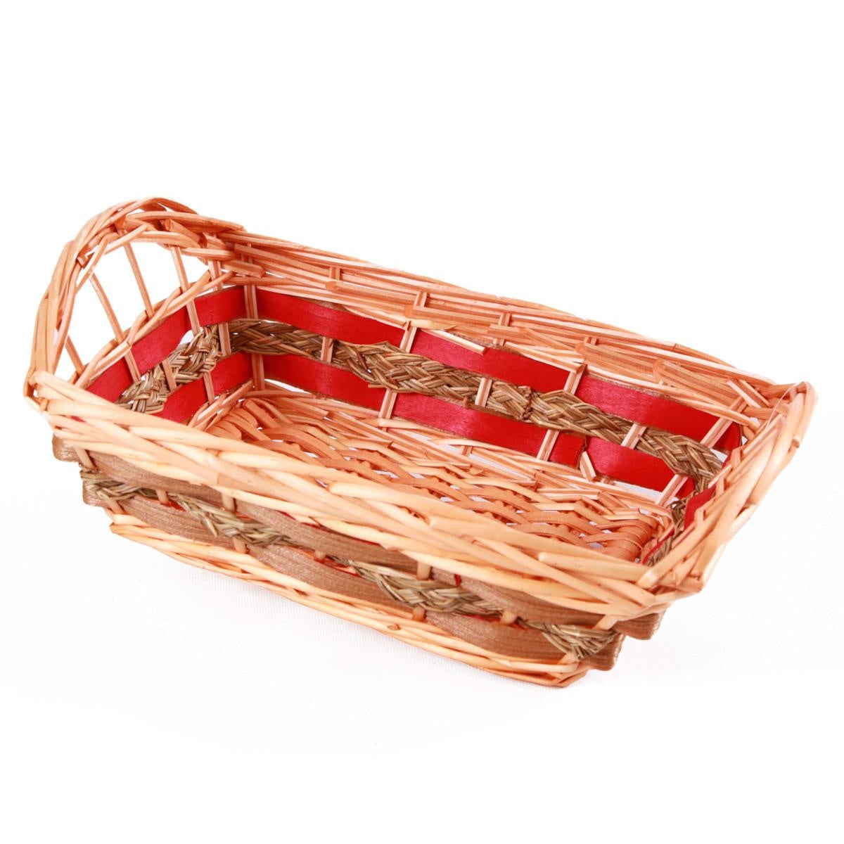 Cesto rettangolare in vimini rosso, 36x25xH10/13 cm (kit da 10)