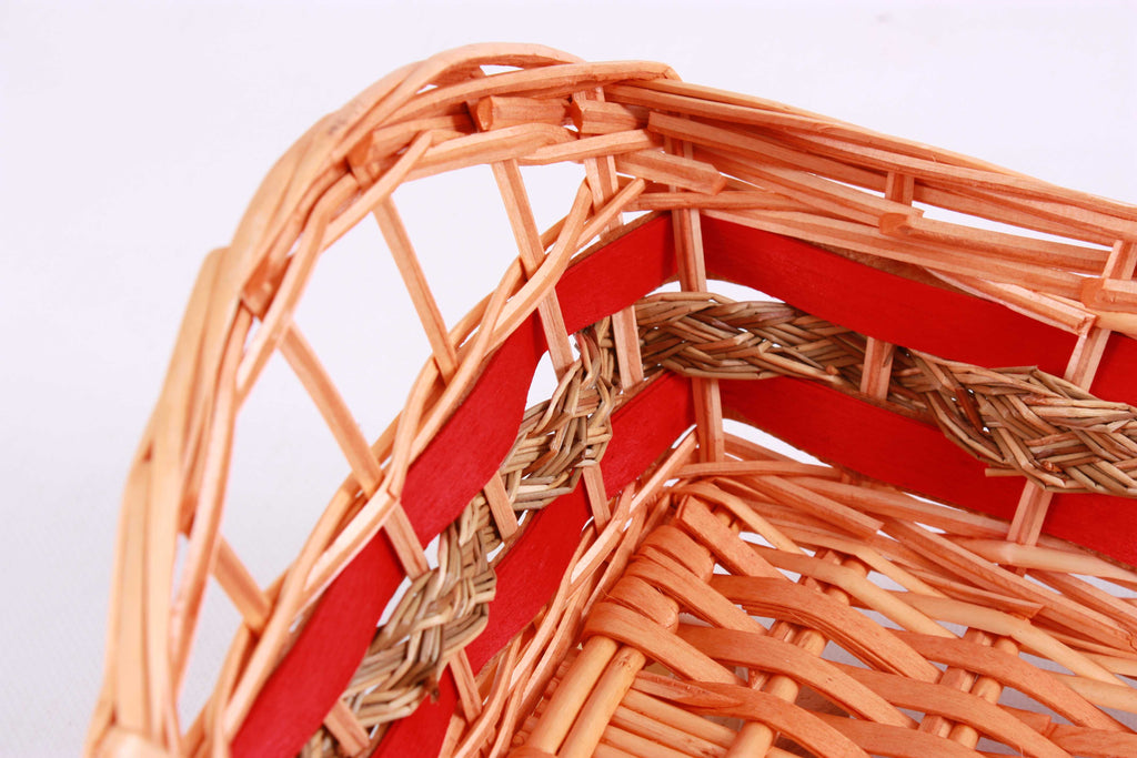 Cesto rettangolare in vimini rosso, 36x25xH10/13 cm (kit da 10)