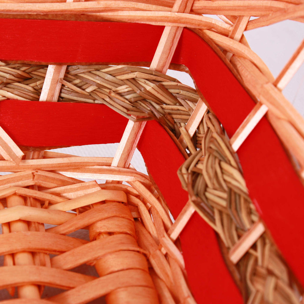 Cesto rettangolare in vimini rosso, 36x25xH10/13 cm (kit da 10)