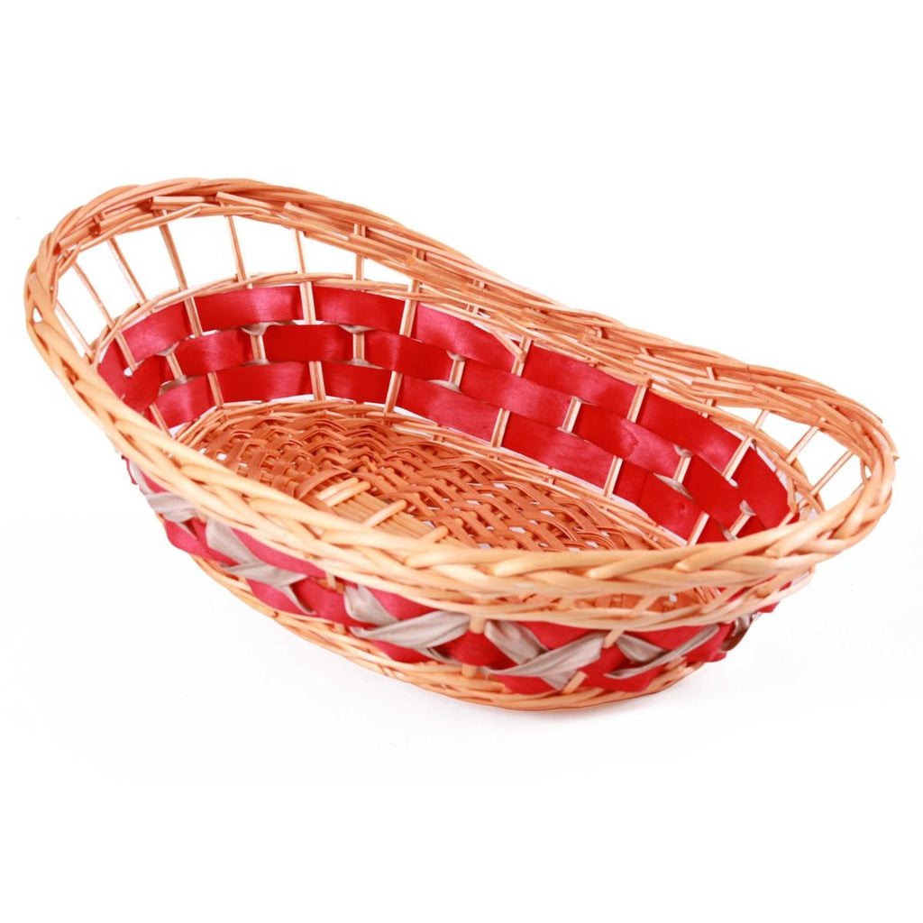 Cesto ovale in vimini rosso, 51x36H12/17 cm (kit da 5)