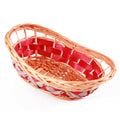 Cesto ovale in vimini rosso traforato, 36x25H10/13 cm (kit da 10)