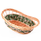 Cesto ovale in vimini verde, 36x25xH10/13 cm (kit da 10)