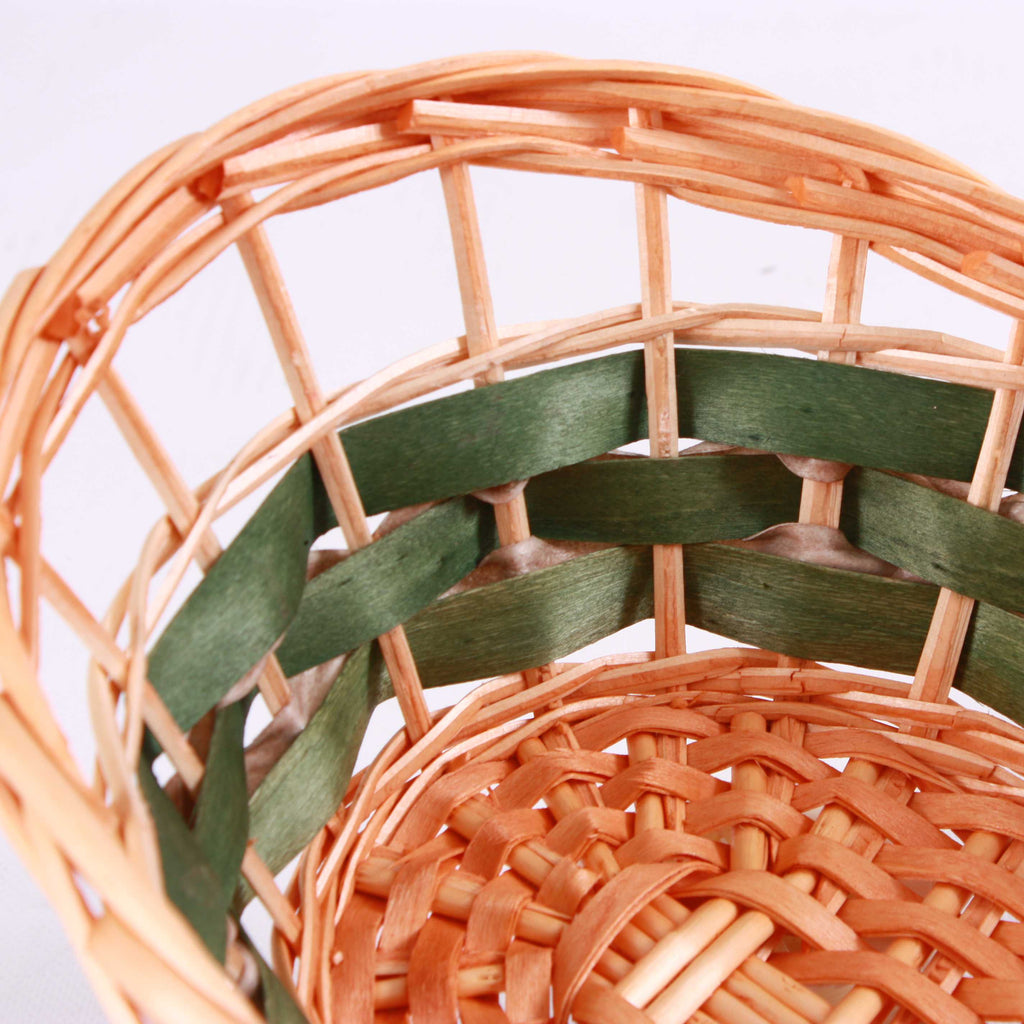 Cesto ovale in vimini verde, 36x25xH10/13 cm (kit da 10)
