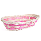 Cesto ovale in vimini rosa, 35x20H9 cm (kit da 10)