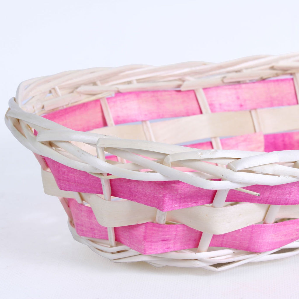 Cesto ovale in vimini rosa, 35x20H9 cm (kit da 10)