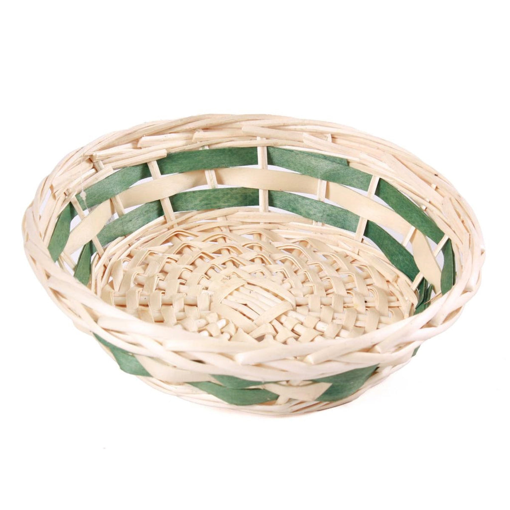 Cesto rotondo in vimini verde, Ø30H9 cm (kit da 10)