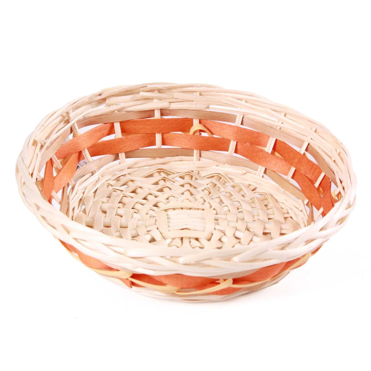 Cesto da confezionamento rotondo in vimini arancio, Ø30x9 cm