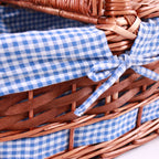 Cesto da pic nic in vimini foderato, 50x35H18/39 cm