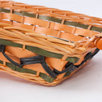 Cesto rettangolare in vimini con manici in legno, 54x38H13 cm (kit da 3)