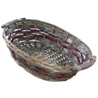 Cesto ovale in vimini con manici in legno, 52x39x13 cm (kit da 3)