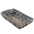 Cesto rettangolare in vimini con manici in legno, 49x34H12 cm (kit da 3)