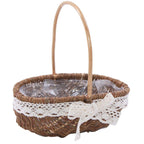 Cesto ovale in vimini grezzo con manico, 30X20H12/32 cm
