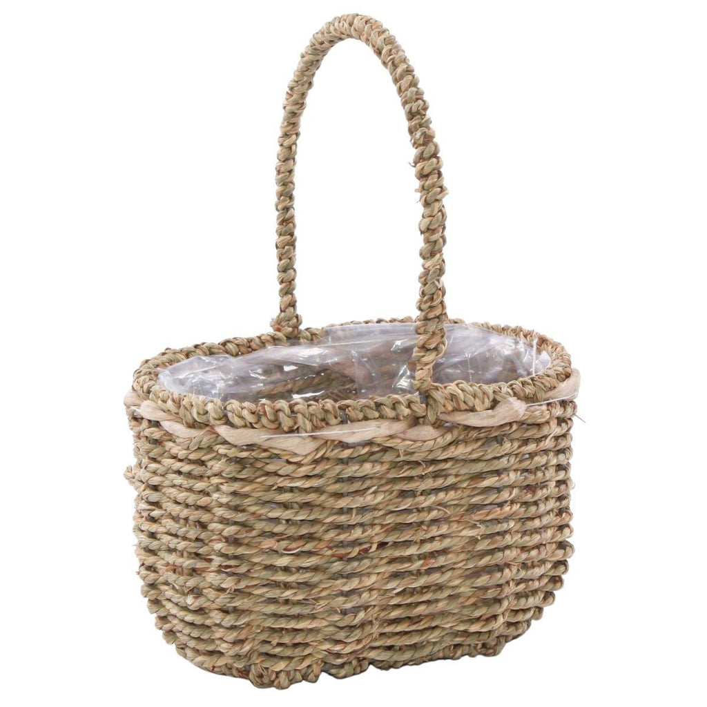 Cesto ovale in cordoncino con manico, 22x15H14/31 cm (kit da 3)