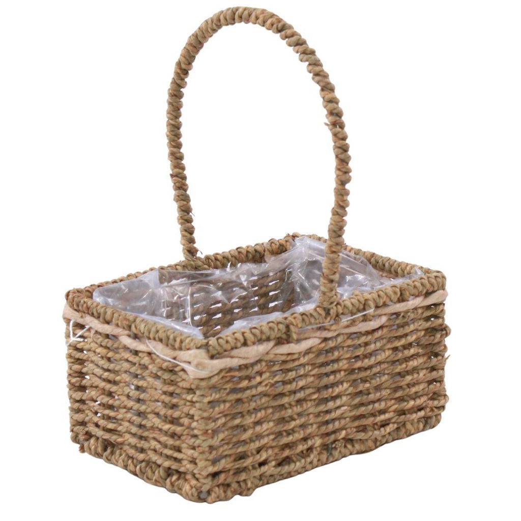 Cesto rettangolare in cordoncino con manico, 20x14x10/27 cm (kit da 5)