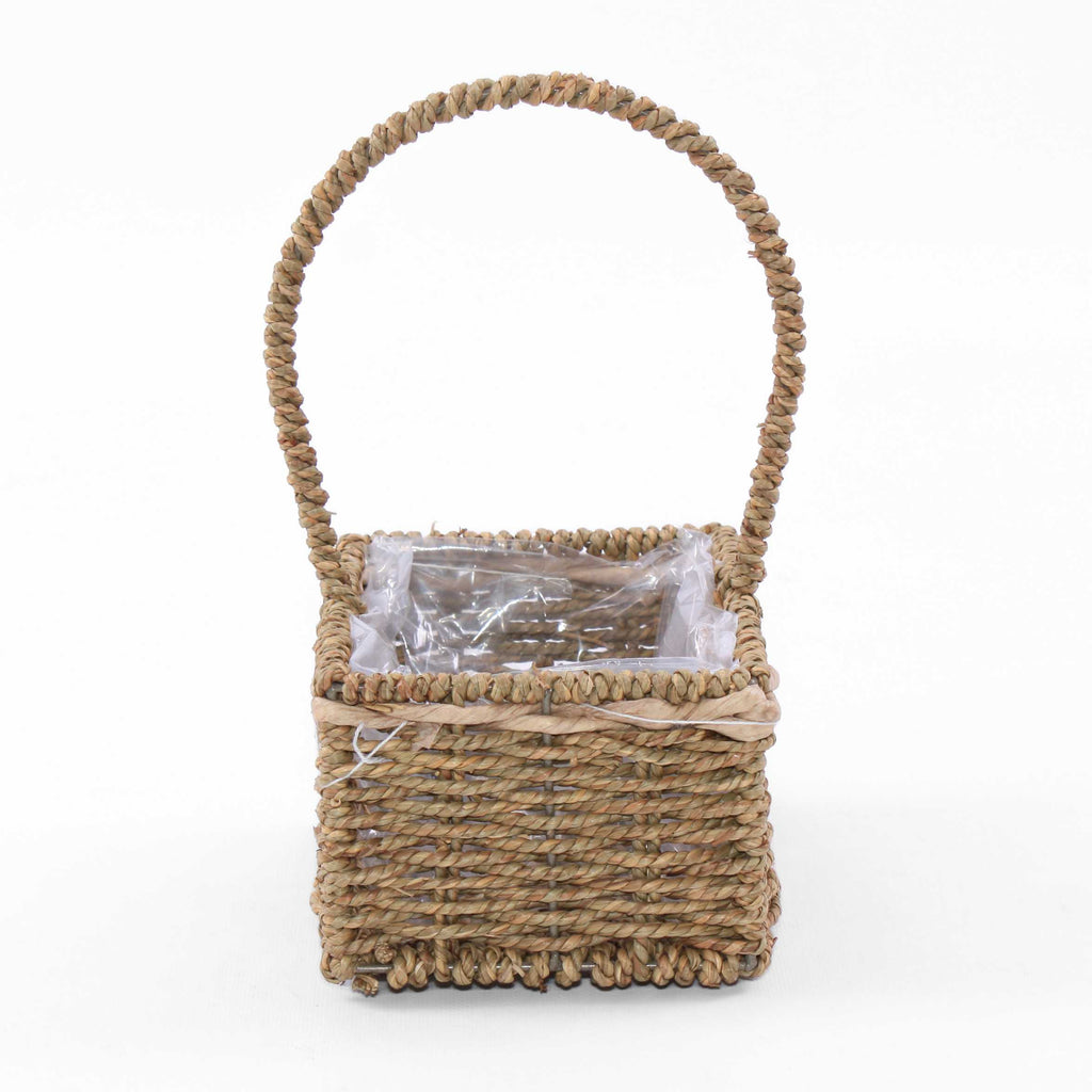Cesto rettangolare in cordoncino con manico, 20x14x10/27 cm (kit da 5)