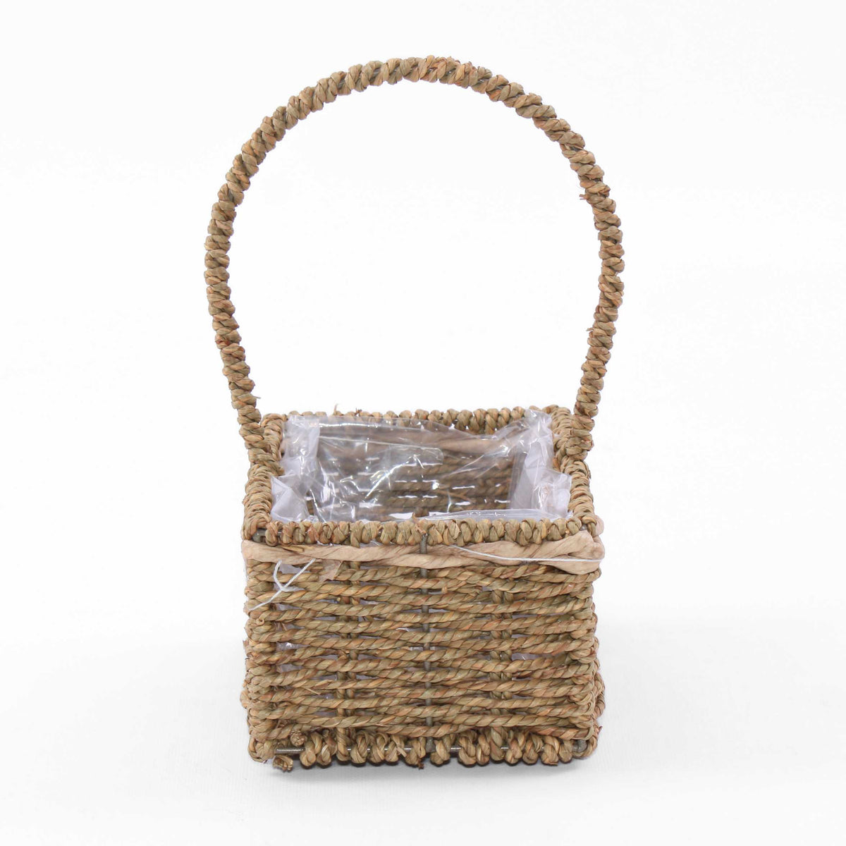 Cesto rettangolare in cordoncino con manico, 20x14x10/27 cm (kit da 5)