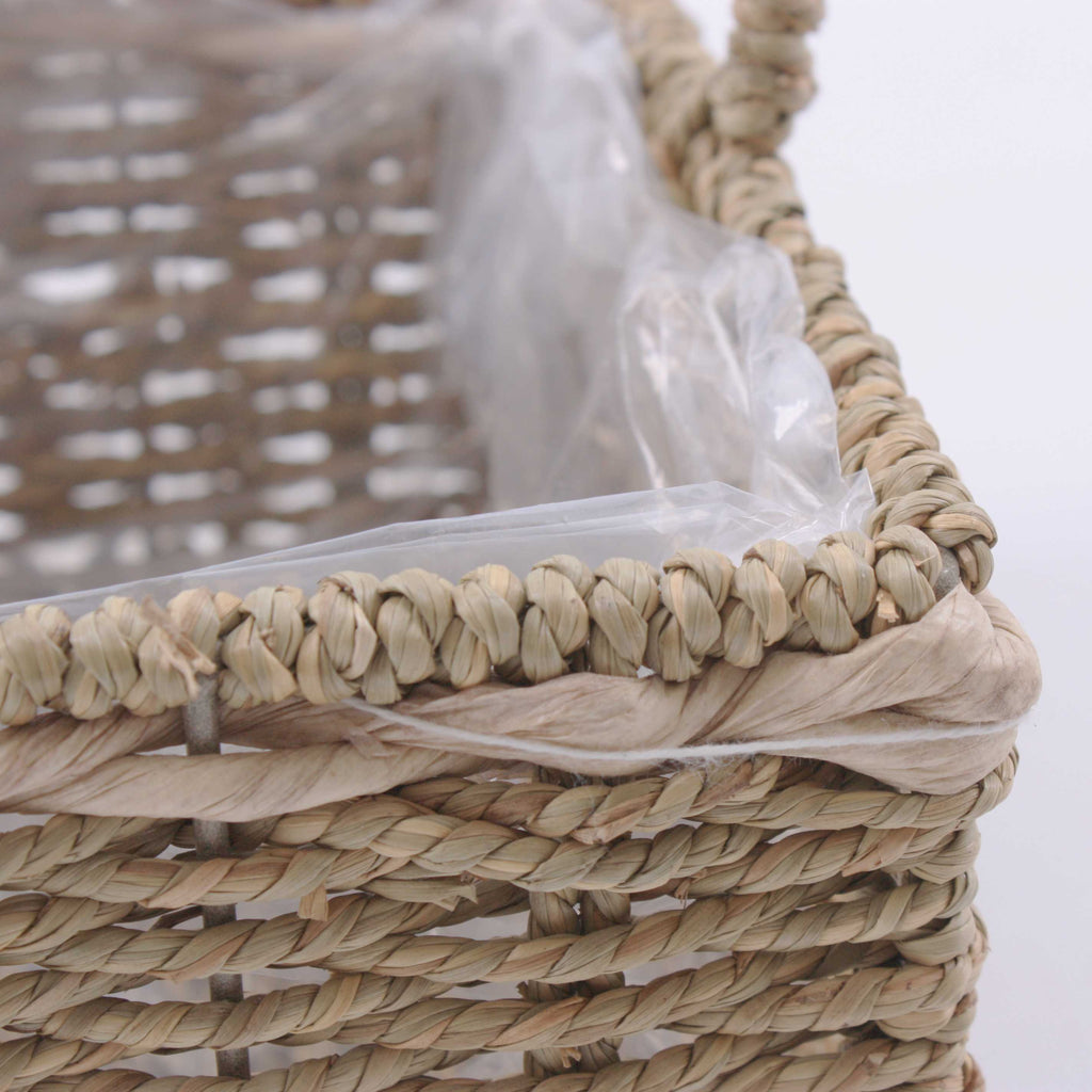 Cesto rettangolare in cordoncino con manico, 20x14x10/27 cm (kit da 5)