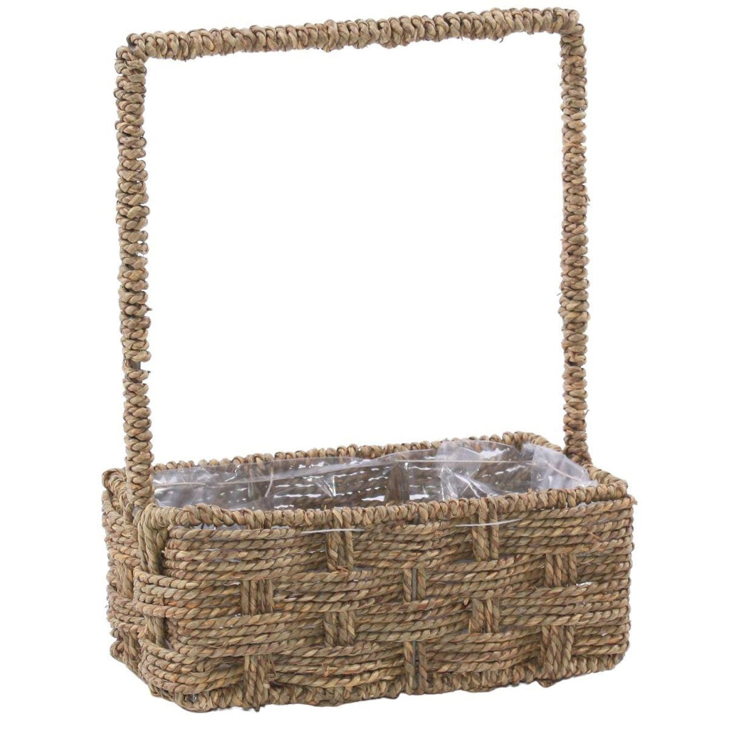 Cesto rettangolare in cordoncino con manico, 25x12H10/34 cm (kit da 3)