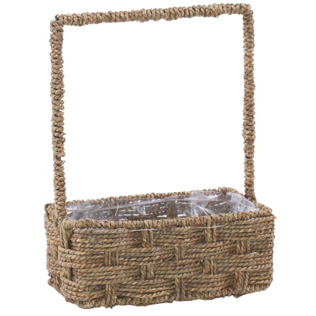 Cesto rettangolare in cordoncino con manico, 25x12H10/34 cm (kit da 3)
