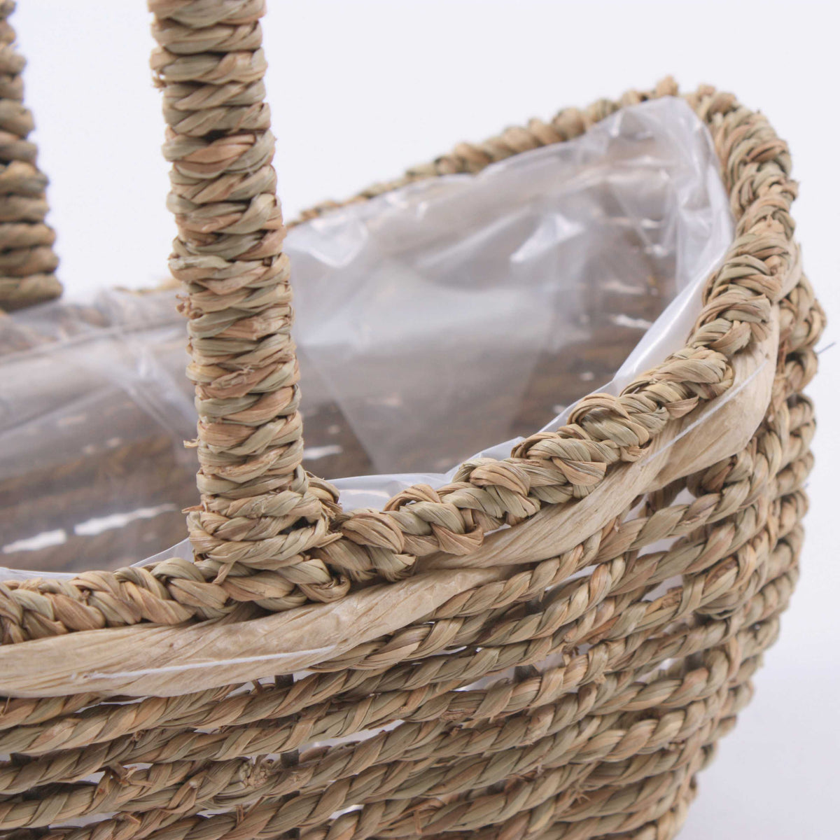 Cesto a barchetta in cordoncino con manico, 25x15x10-14/30 cm (kit da 3)