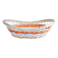 Cesto ovale in vimini bianco e arancio, 48x34H12/16 cm (kit da 5)