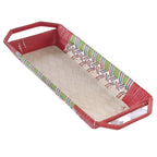 Cesta allungata in vimini verde e rosso, 70x30H10 cm