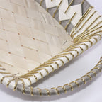 Cesto in vimini grigio e oro, 72x31H10 cm