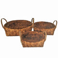 Cesto rotondo in legno brunito, Ø36x12 cm
