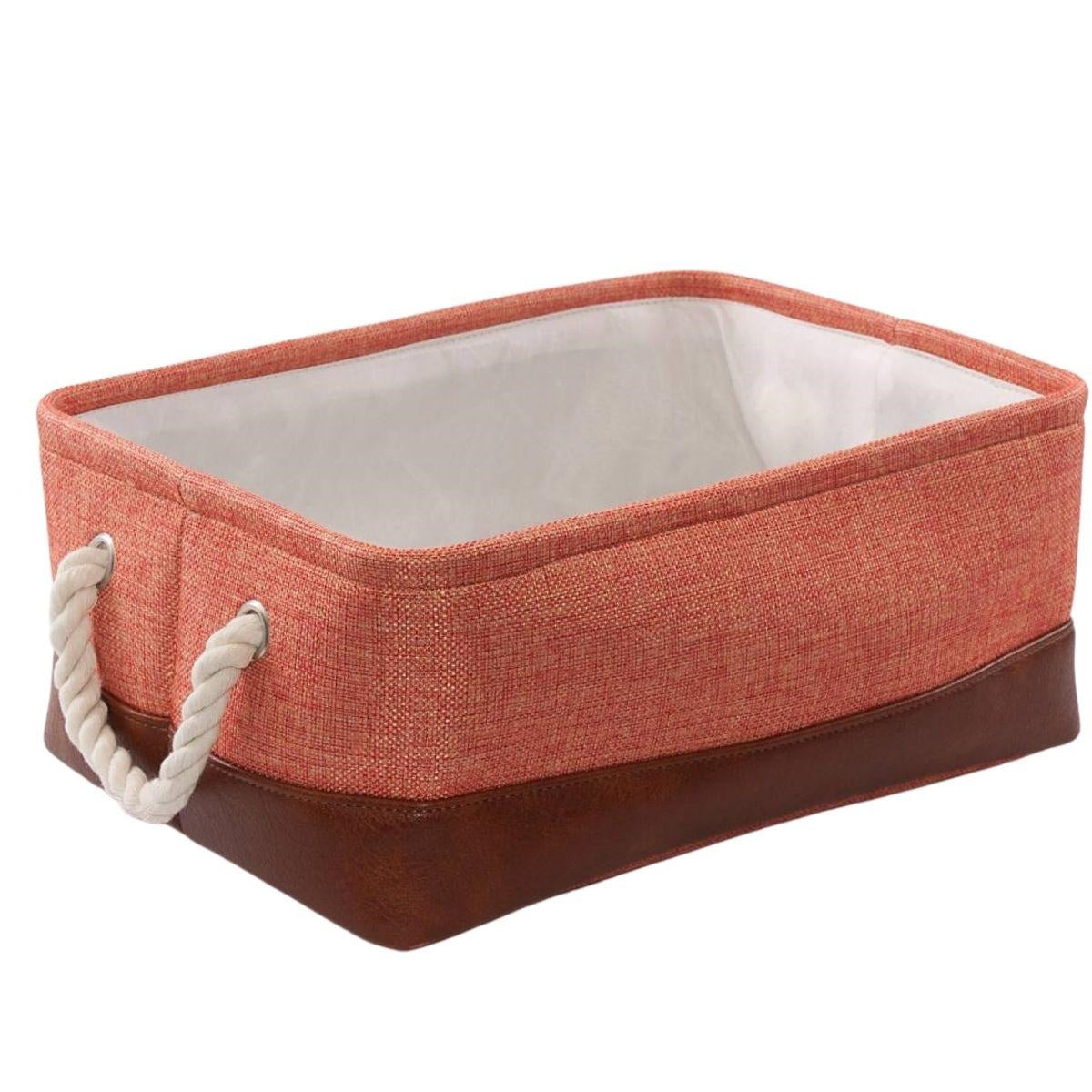 Cesto in tessuto arancione e marrone, 34X24H14 cm