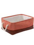 Cesto in tessuto arancione e marrone, 34X24H14 cm (kit da 5)