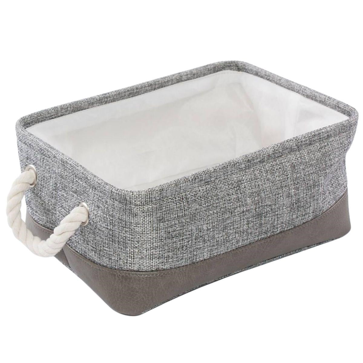 Cesto in tessuto grigio e marrone, 28x20H12 cm (kit da 5)