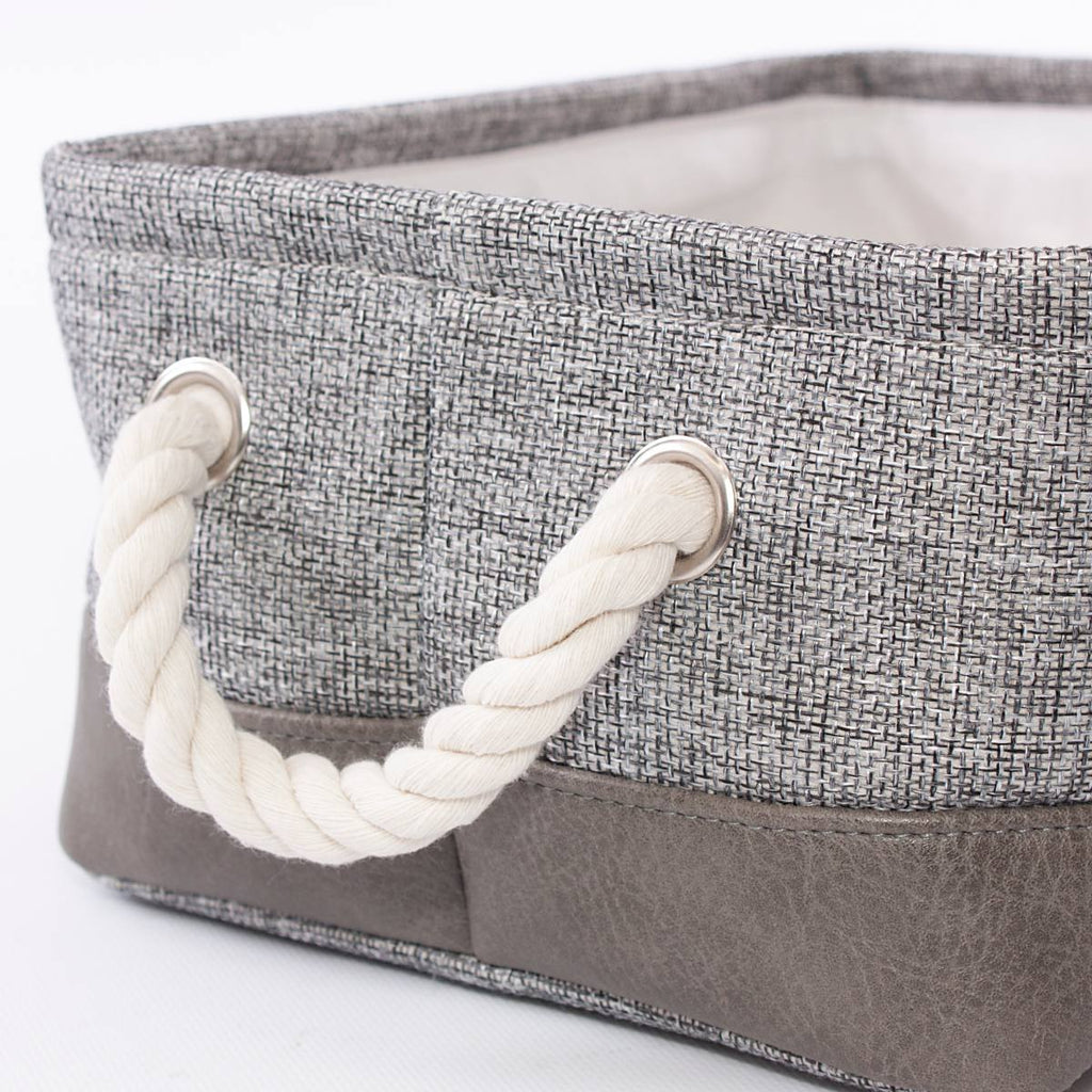 Cesto in tessuto grigio e marrone, 28x20H12 cm (kit da 5)