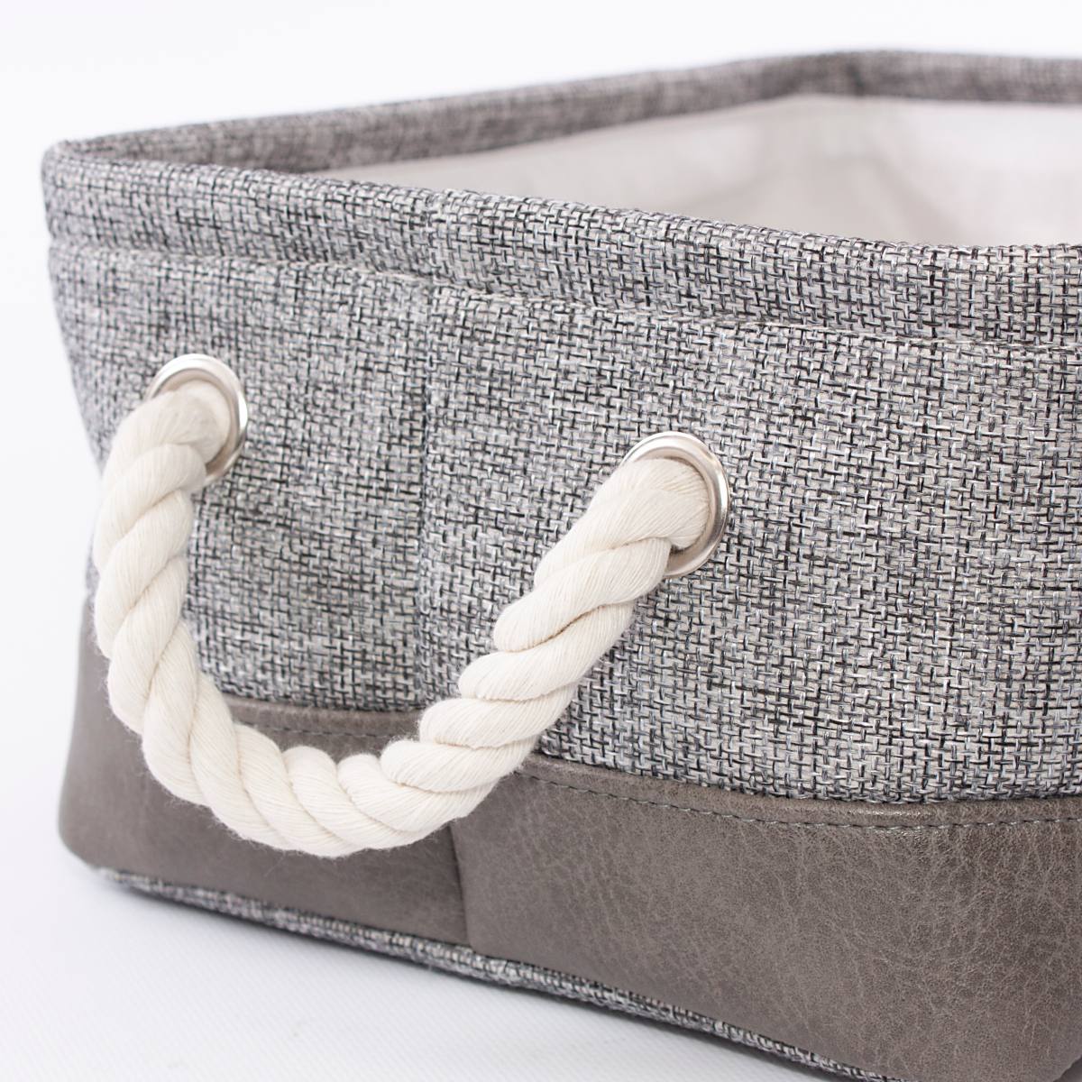 Cesto in tessuto grigio e marrone, 28x20H12 cm (kit da 5)