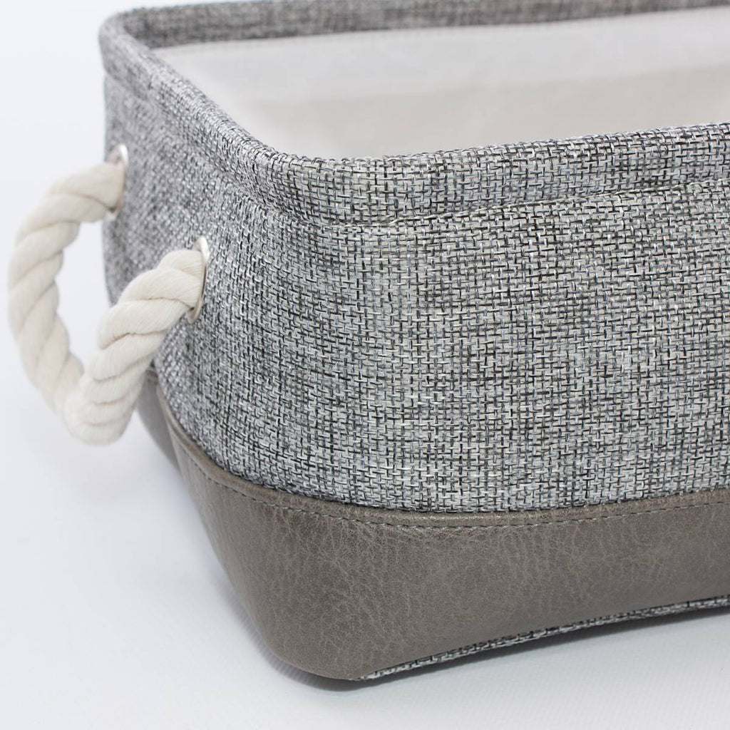 Cesto in tessuto grigio e marrone, 28x20H12 cm (kit da 5)