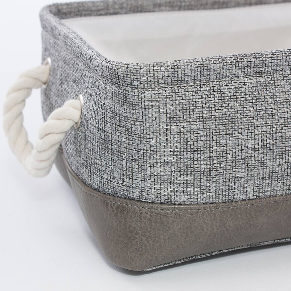 Cesto in tessuto grigio e marrone, 28x20H12 cm (kit da 5)
