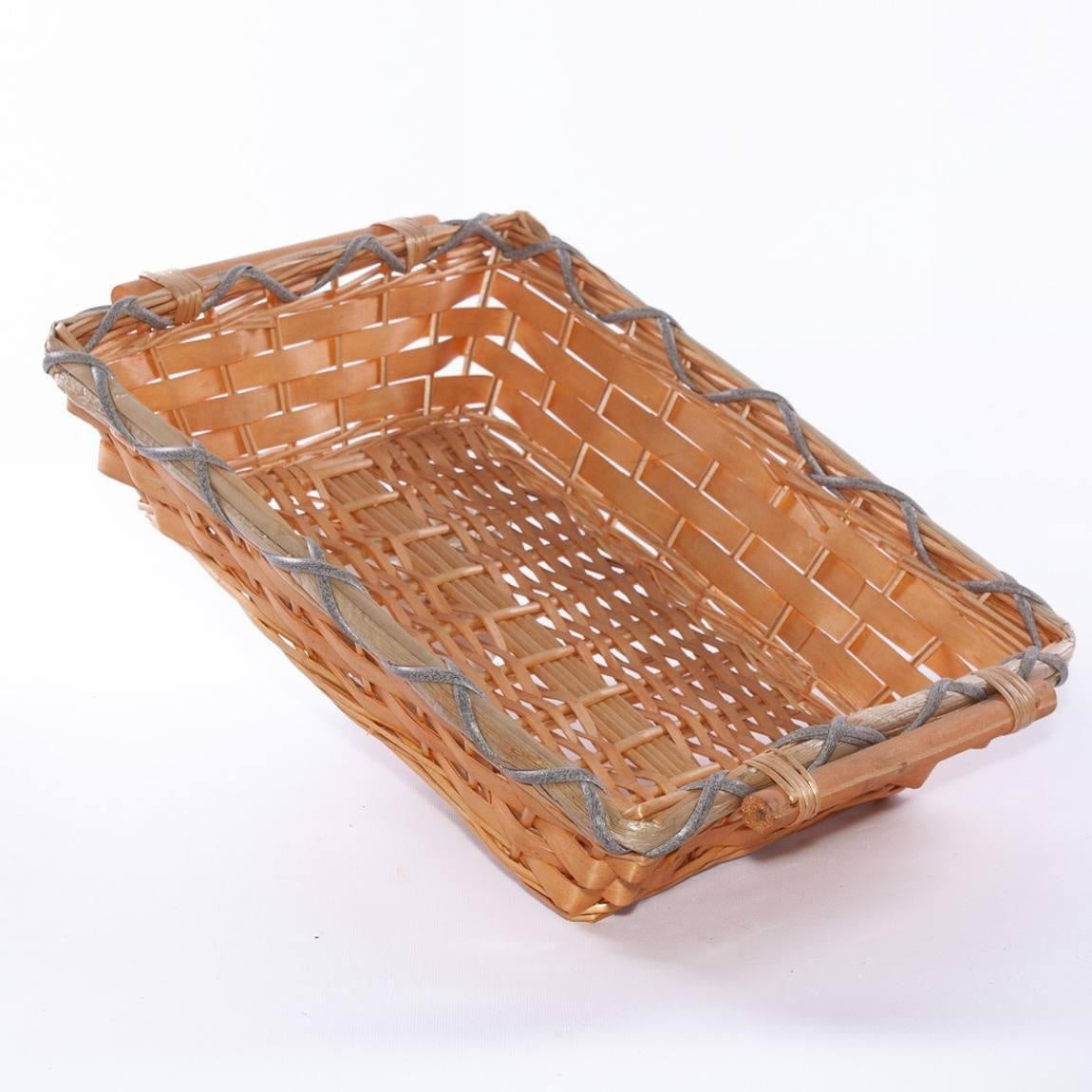 Cesto rettangolare in vimini color miele, 55x38H13 cm (kit da 3)