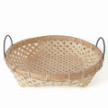 Cesto rotondo in bambu' con manici in ferro, Ø33H8 cm (kit da 3)