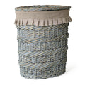 Portabiancheria vimini ovale grigio, 31x21x40 cm