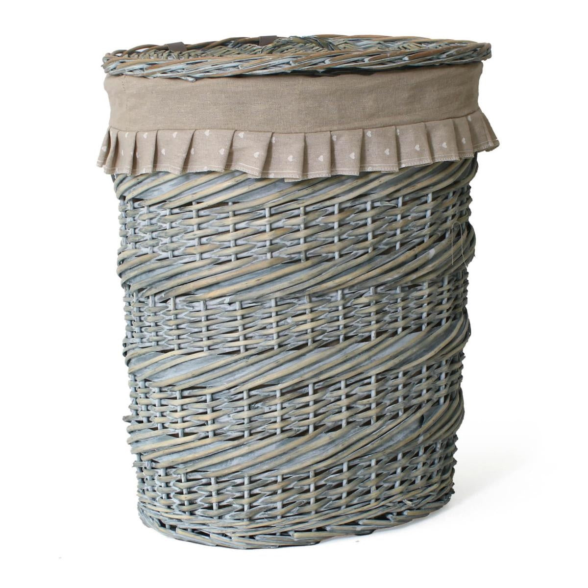 Portabiancheria vimini ovale grigio, 31x21x40 cm