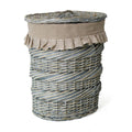Portabiancheria vimini ovale grigio, 40x27x48 cm