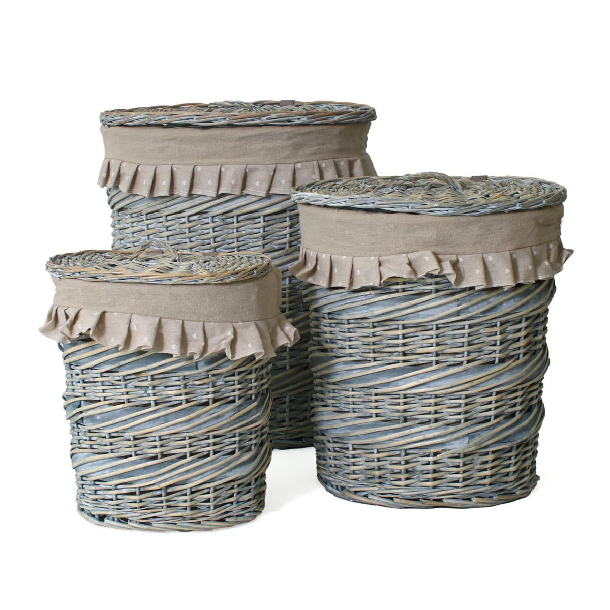 Portabiancheria ovale in vimini grigio, 49x34x56 cm