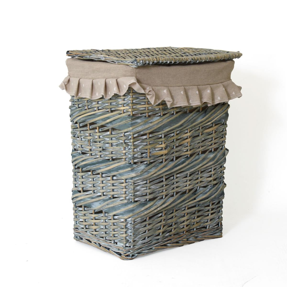 Portabiancheria rettangolare in vimini grigio, 31x21H40 cm