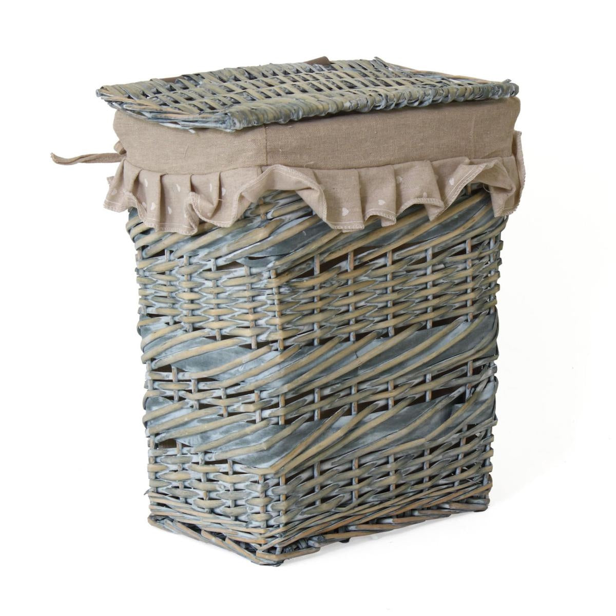 Portabiancheria rettangolare in vimini grigio, 38x27H48 cm
