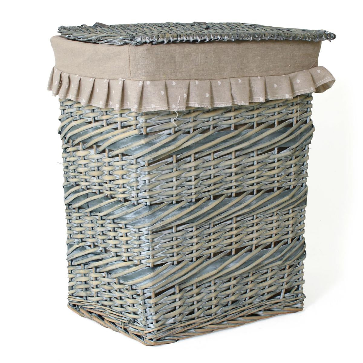Portabiancheria rettangolare in vimini grigio, 45x33H56 cm