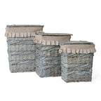 Portabiancheria rettangolare in vimini grigio, 45x33H56 cm, set di 3