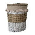 Portabiancheria ovale in vimini beige e bianco, 40x27H48 cm