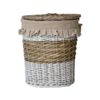 Portabiancheria ovale in vimini beige e bianco, set di 3, 49x34x56 cm