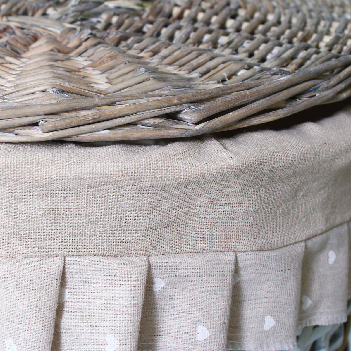 Portabiancheria ovale in vimini beige e bianco, set di 3, 49x34x56 cm
