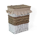 Portabiancheria rettangolare in vimini beige e bianco, 31x21x40 cm