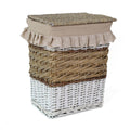Portabiancheria rettangolare in vimini beige e bianco, 38x27x48 cm